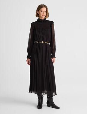Madewell Alexa Chung Joan Overlay Dress Maxi Long Jet black Chiffon US 10 NWT